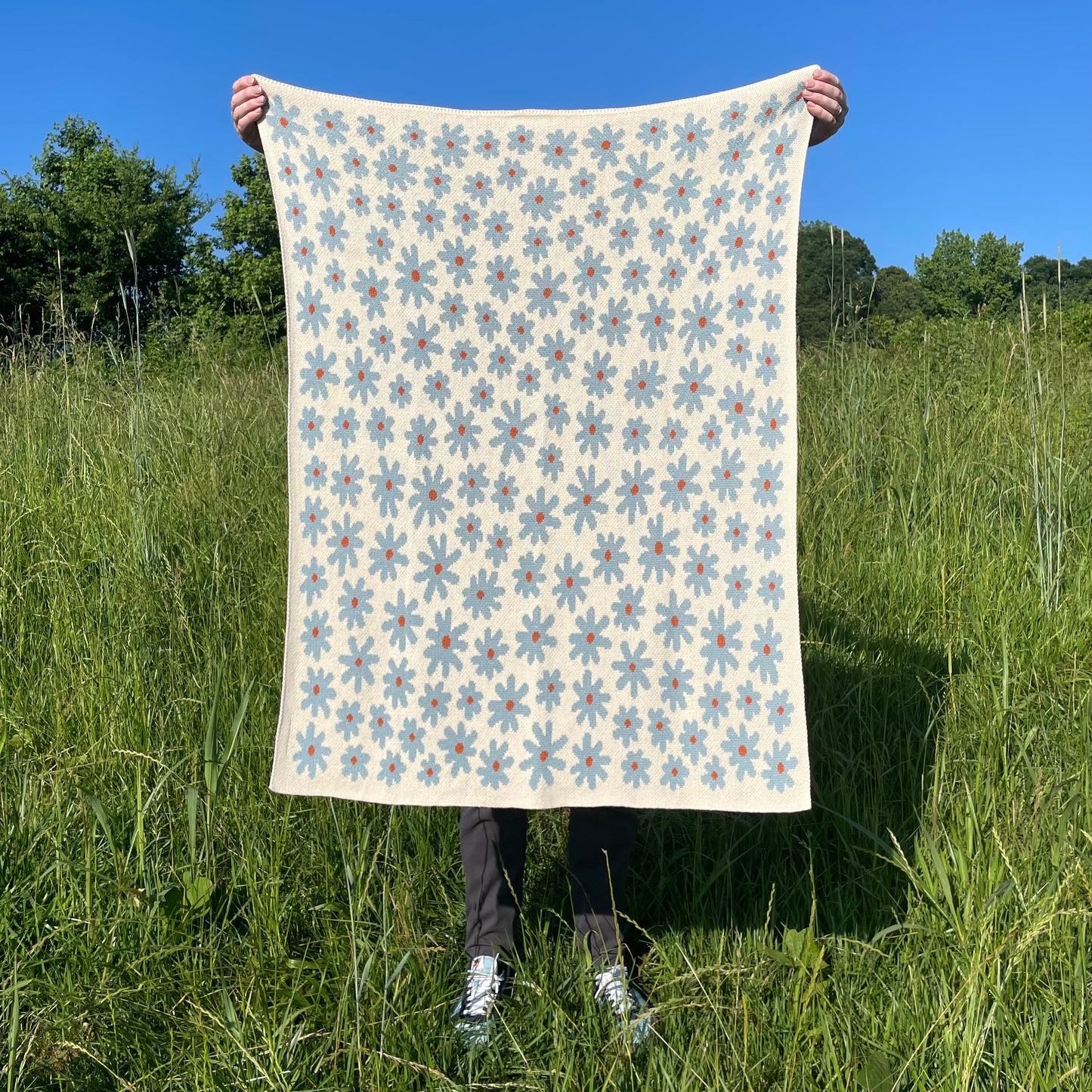 Starry Meadow Mini Blanket - Mist